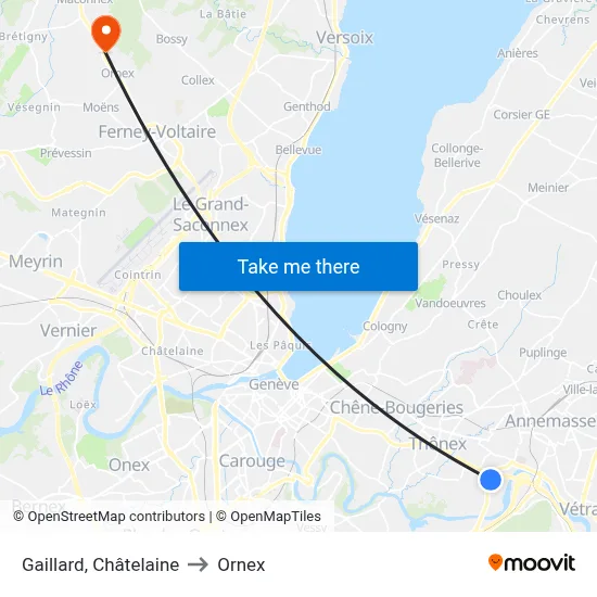 Gaillard, Châtelaine to Ornex map