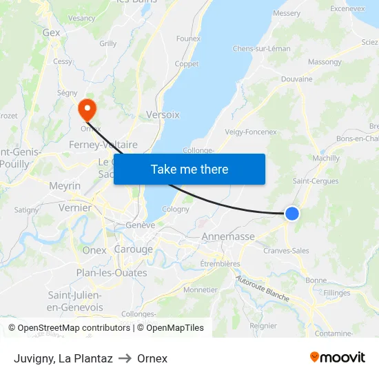 Juvigny, La Plantaz to Ornex map