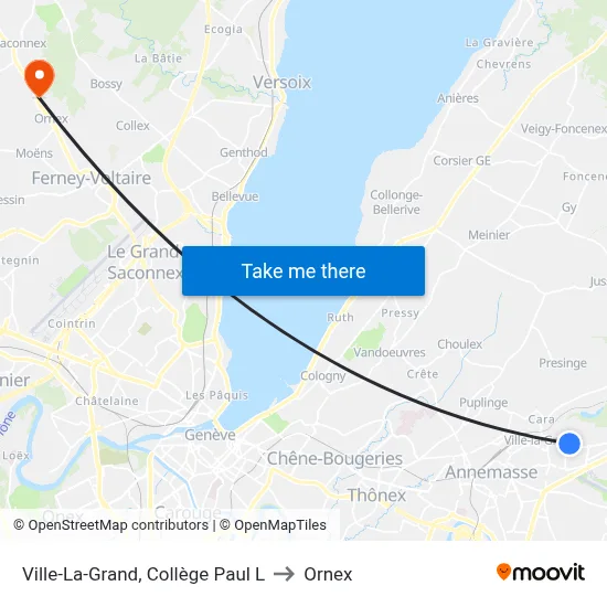 Ville-La-Grand, Collège Paul L to Ornex map