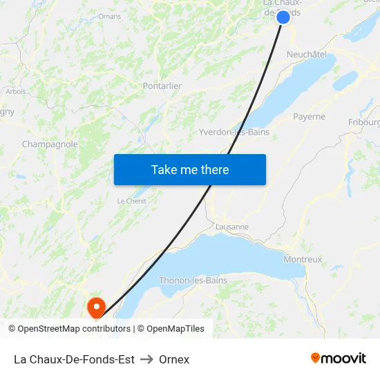 La Chaux-De-Fonds-Est to Ornex map