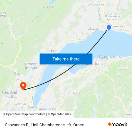 Chavannes-R., Unil-Chamberonne to Ornex map