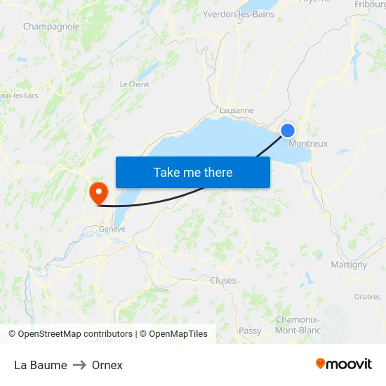 La Baume to Ornex map