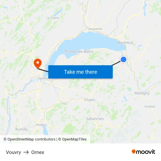 Vouvry to Ornex map