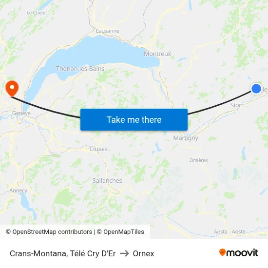 Crans-Montana, Télé Cry D'Er to Ornex map