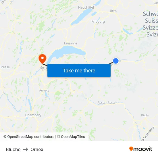Bluche to Ornex map