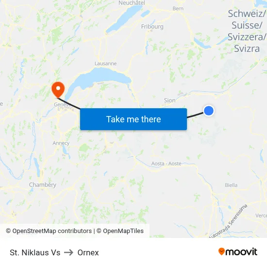 St. Niklaus Vs to Ornex map