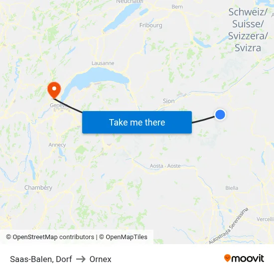 Saas-Balen, Dorf to Ornex map