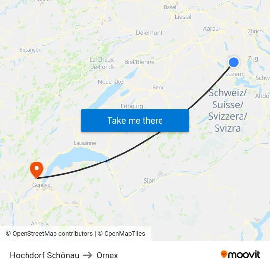 Hochdorf Schönau to Ornex map