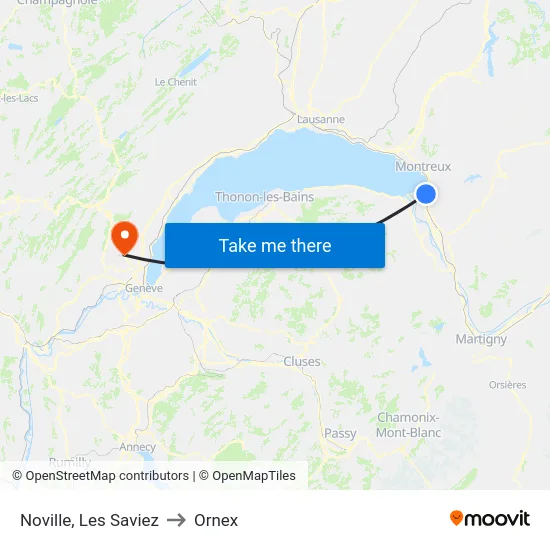 Noville, Les Saviez to Ornex map