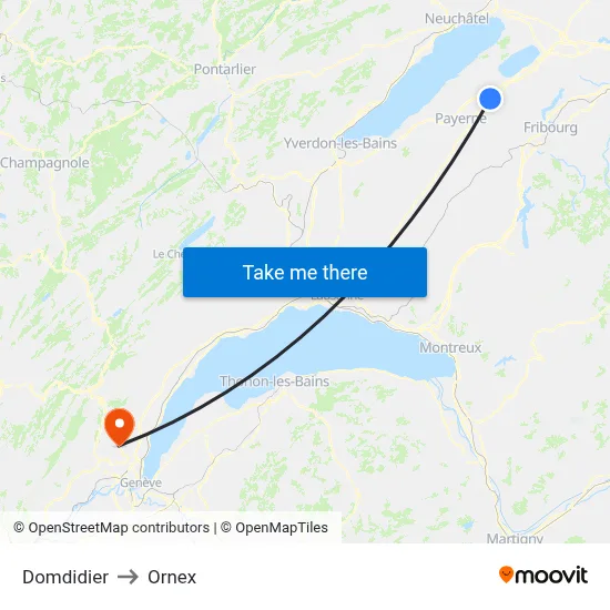 Domdidier to Ornex map