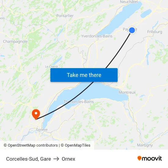 Corcelles-Sud, Gare to Ornex map