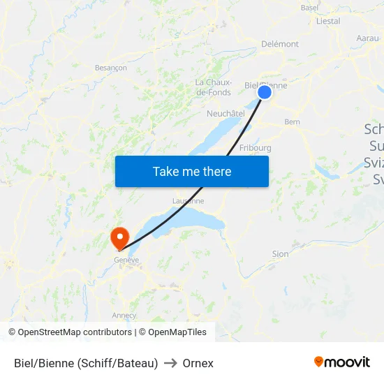 Biel/Bienne (Schiff/Bateau) to Ornex map