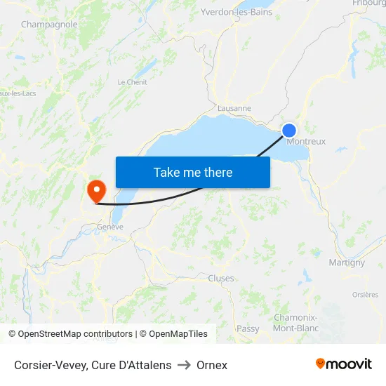 Corsier-Vevey, Cure D'Attalens to Ornex map