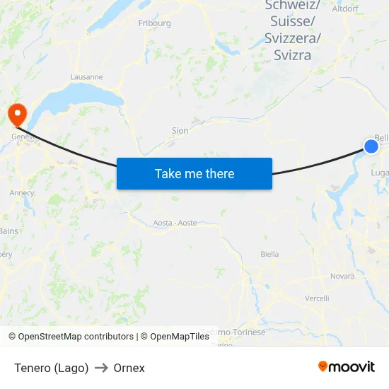 Tenero (Lago) to Ornex map