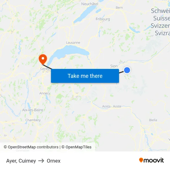 Ayer, Cuimey to Ornex map