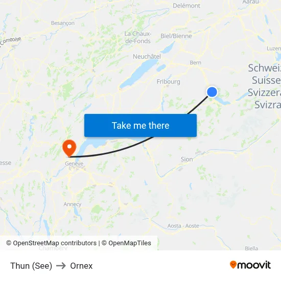 Thun (See) to Ornex map
