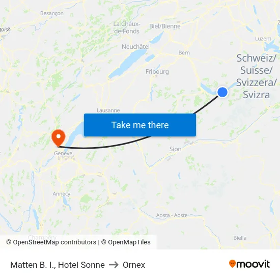 Matten B. I., Hotel Sonne to Ornex map