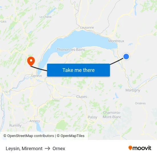 Leysin, Miremont to Ornex map