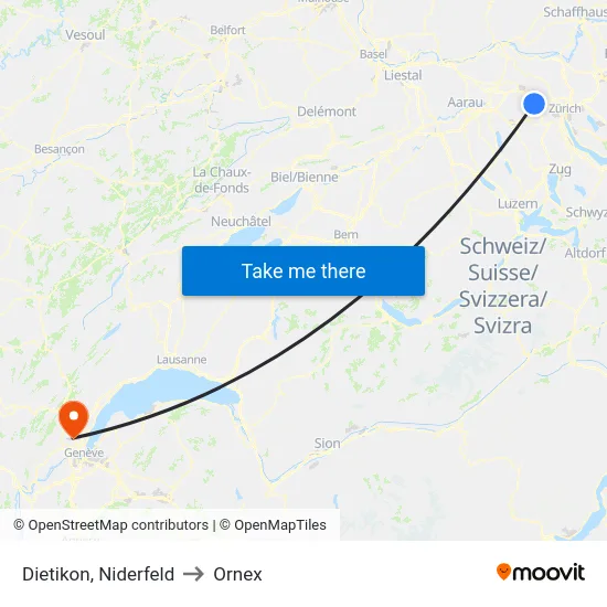 Dietikon, Niderfeld to Ornex map