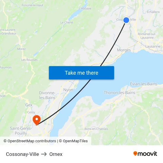 Cossonay-Ville to Ornex map