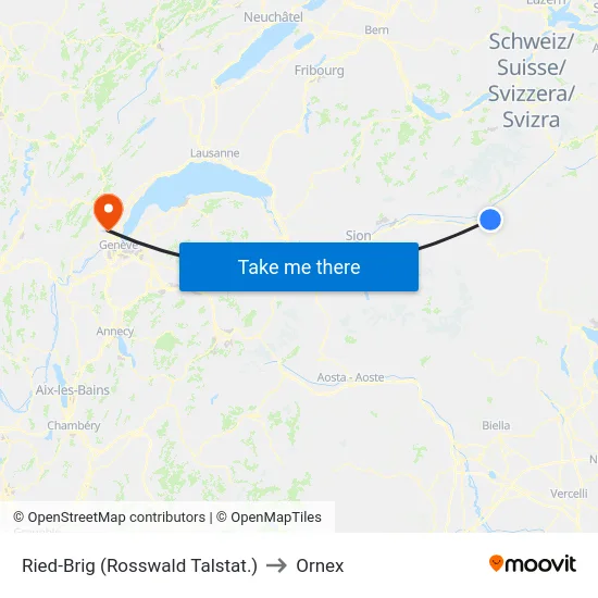 Ried-Brig (Rosswald Talstat.) to Ornex map
