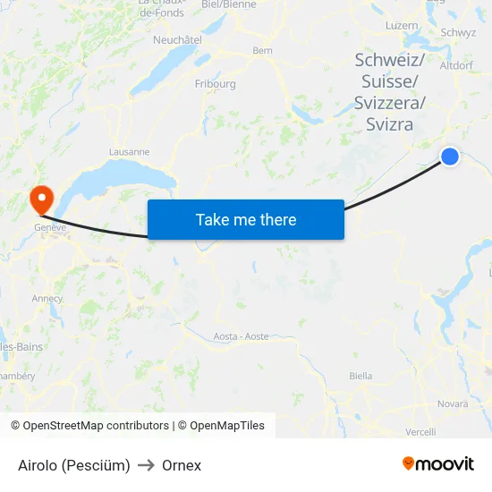 Airolo (Pesciüm) to Ornex map