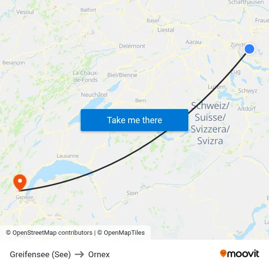 Greifensee (See) to Ornex map