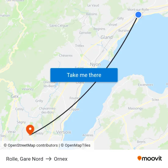 Rolle, Gare Nord to Ornex map
