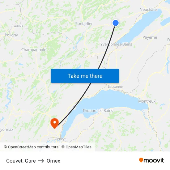 Couvet, Gare to Ornex map