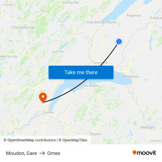 Moudon, Gare to Ornex map