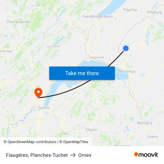 Fiaugères, Planches-Tuchet to Ornex map