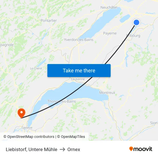 Liebistorf, Untere Mühle to Ornex map