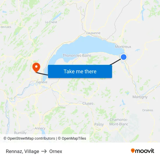 Rennaz, Village to Ornex map