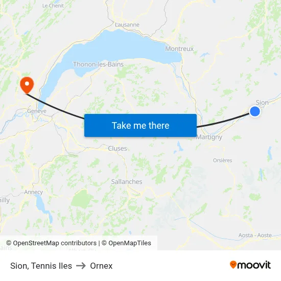 Sion, Tennis Iles to Ornex map