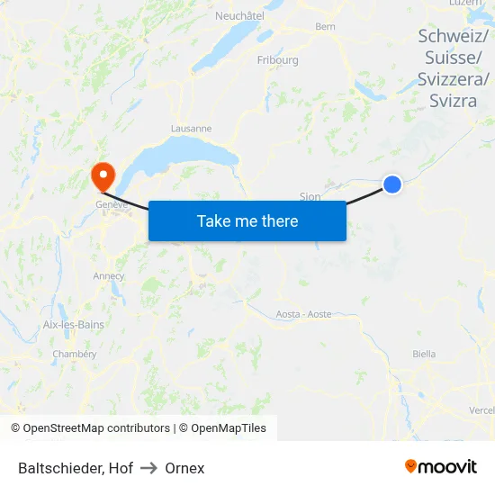 Baltschieder, Hof to Ornex map