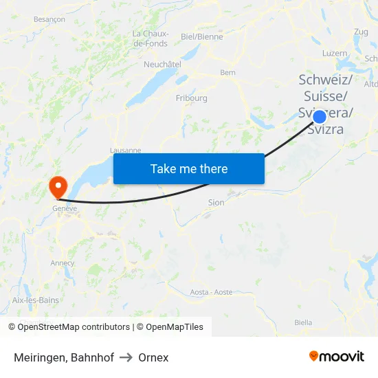 Meiringen, Bahnhof to Ornex map