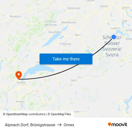 Alpnach Dorf, Brünigstrasse to Ornex map