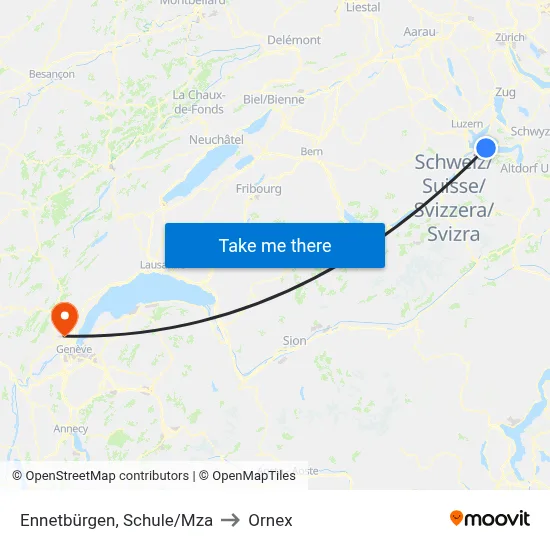 Ennetbürgen, Schule/Mza to Ornex map