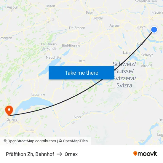 Pfäffikon Zh, Bahnhof to Ornex map