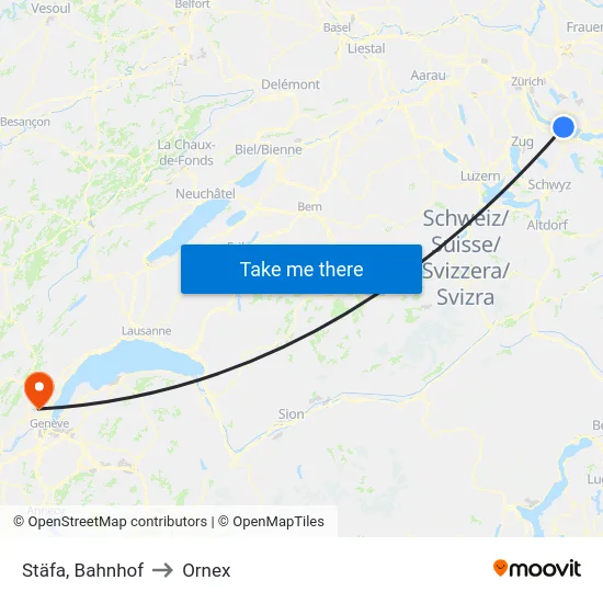 Stäfa, Bahnhof to Ornex map