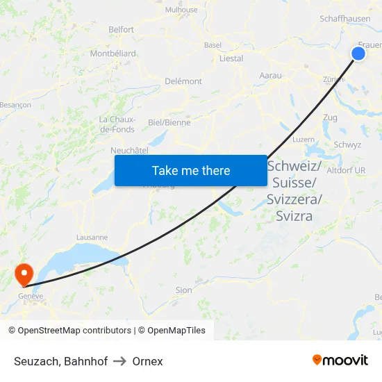 Seuzach, Bahnhof to Ornex map