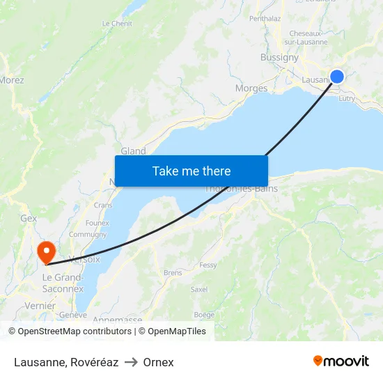 Lausanne, Rovéréaz to Ornex map