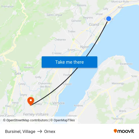 Bursinel, Village to Ornex map