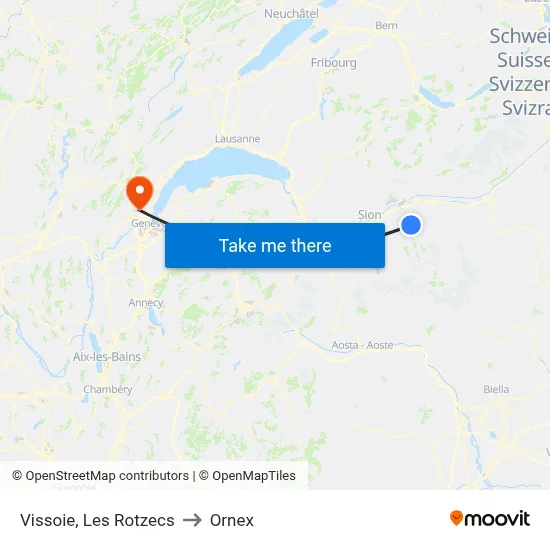 Vissoie, Les Rotzecs to Ornex map