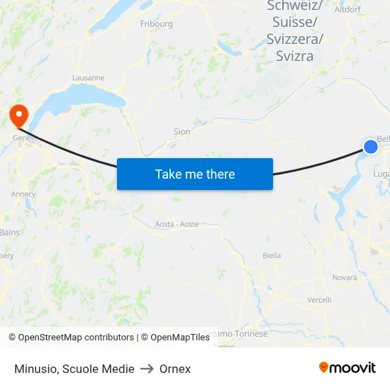 Minusio, Scuole Medie to Ornex map