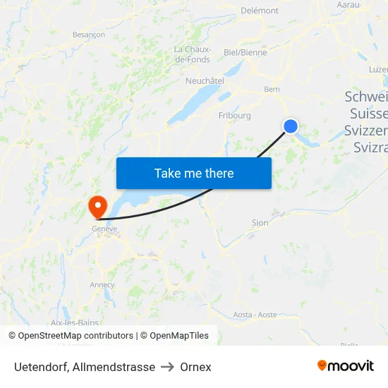 Uetendorf, Allmendstrasse to Ornex map