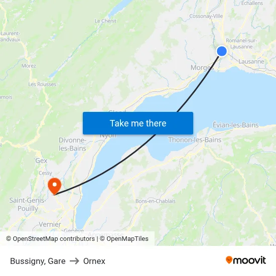 Bussigny, Gare to Ornex map