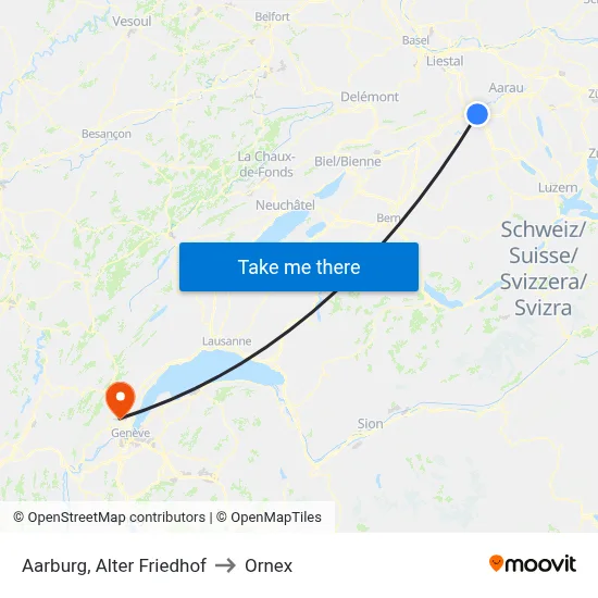 Aarburg, Alter Friedhof to Ornex map