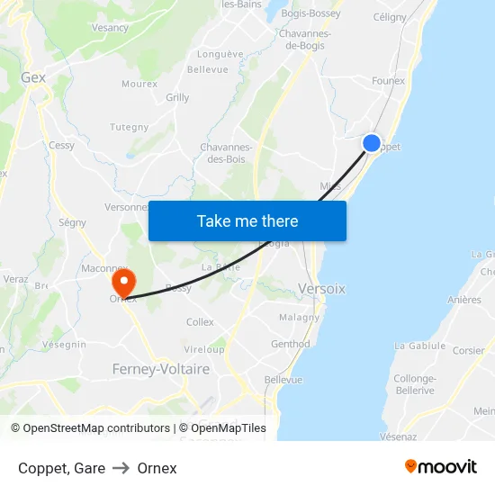 Coppet, Gare to Ornex map