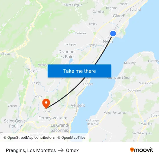 Prangins, Les Morettes to Ornex map